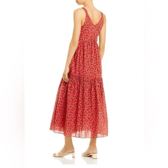Joie Bondi Tiered Sleeveless Maxi Dress in a tea rose red print.  Size Small. - Picture 2 of 13
